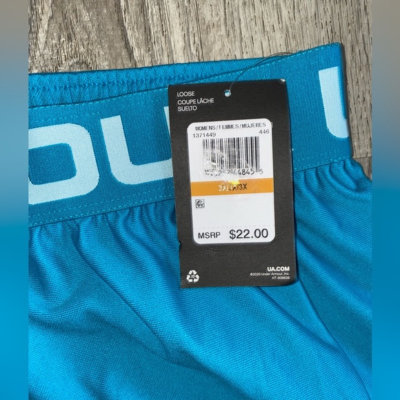 NWT Under Armour 3X Plus Size Loose Fit Shorts Teal Blue - Picture 2 of 6